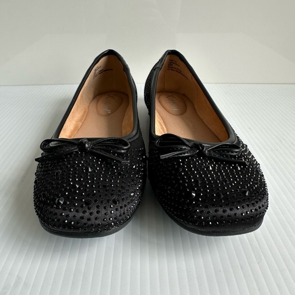 Xappeal Lennon Crystal Black Ballet Flats Bow Detail Size 8.5 - Picture 1 of 10